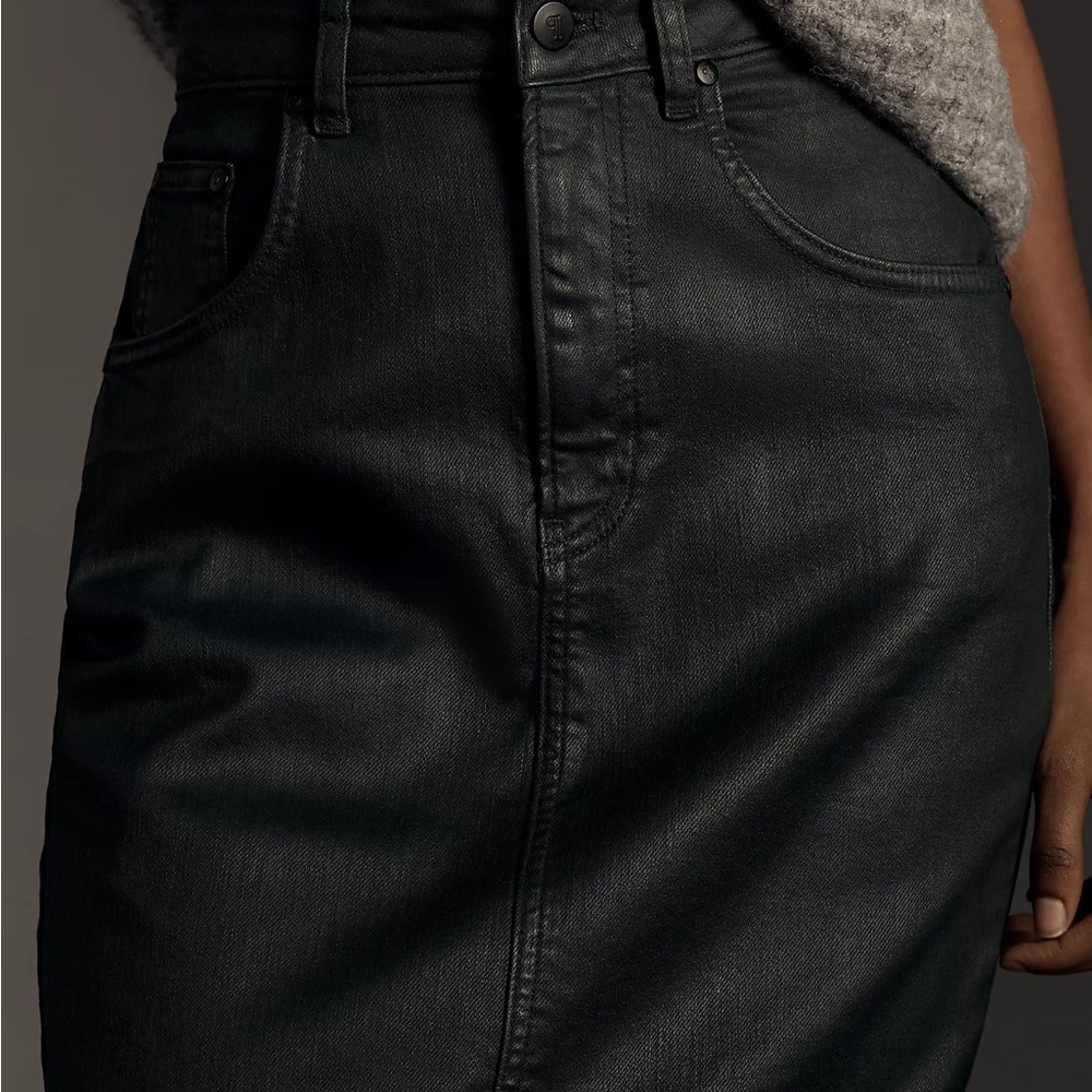 Pilcro Antropoligie Dark Green Coated Pencil Skirt - Picture 13 of 14